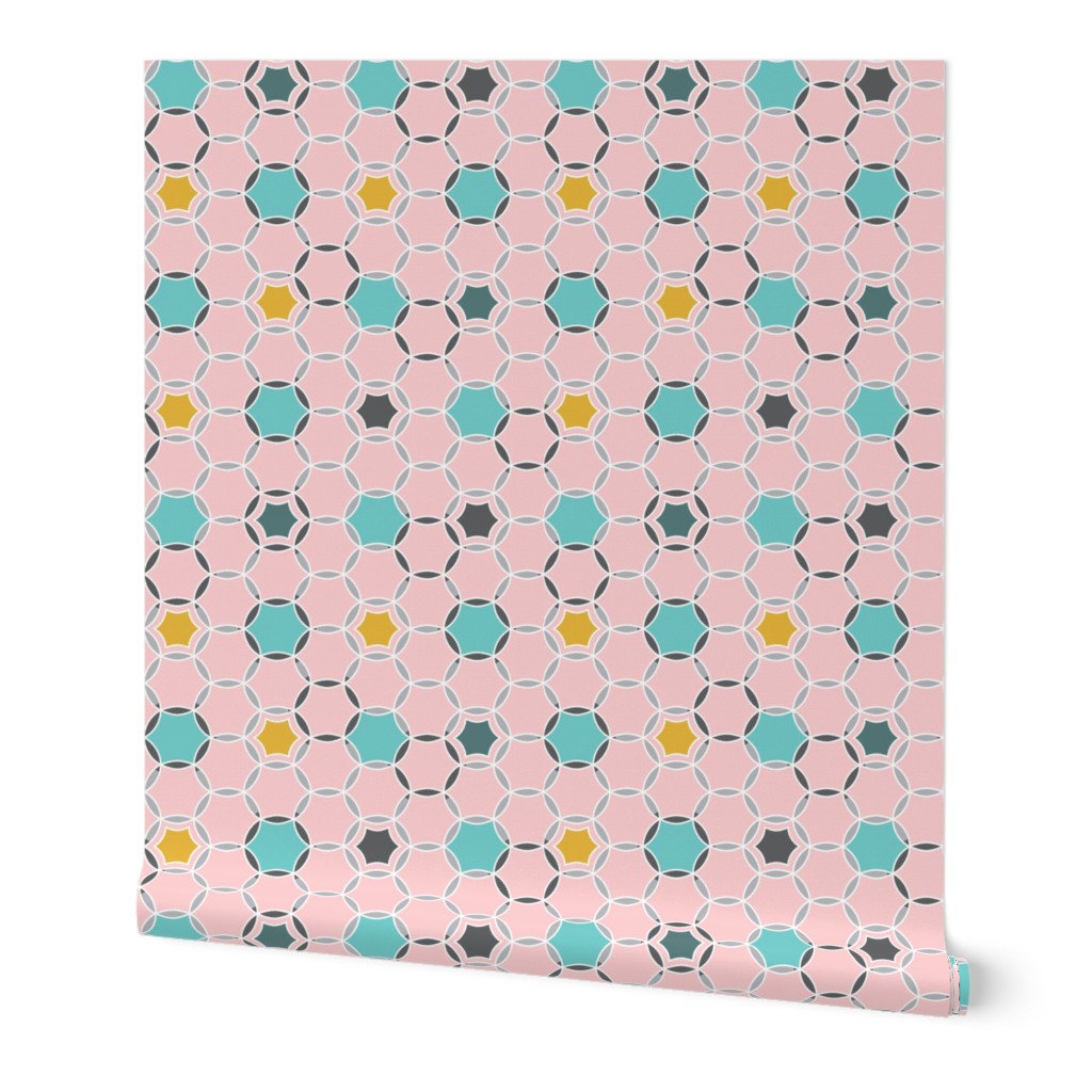 Round About - Geometric Hexagon Dot Pink