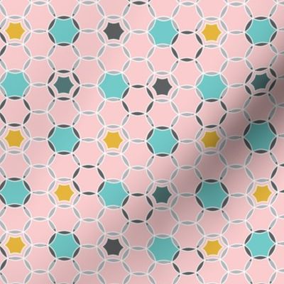 Round About - Geometric Hexagon Dot Pink