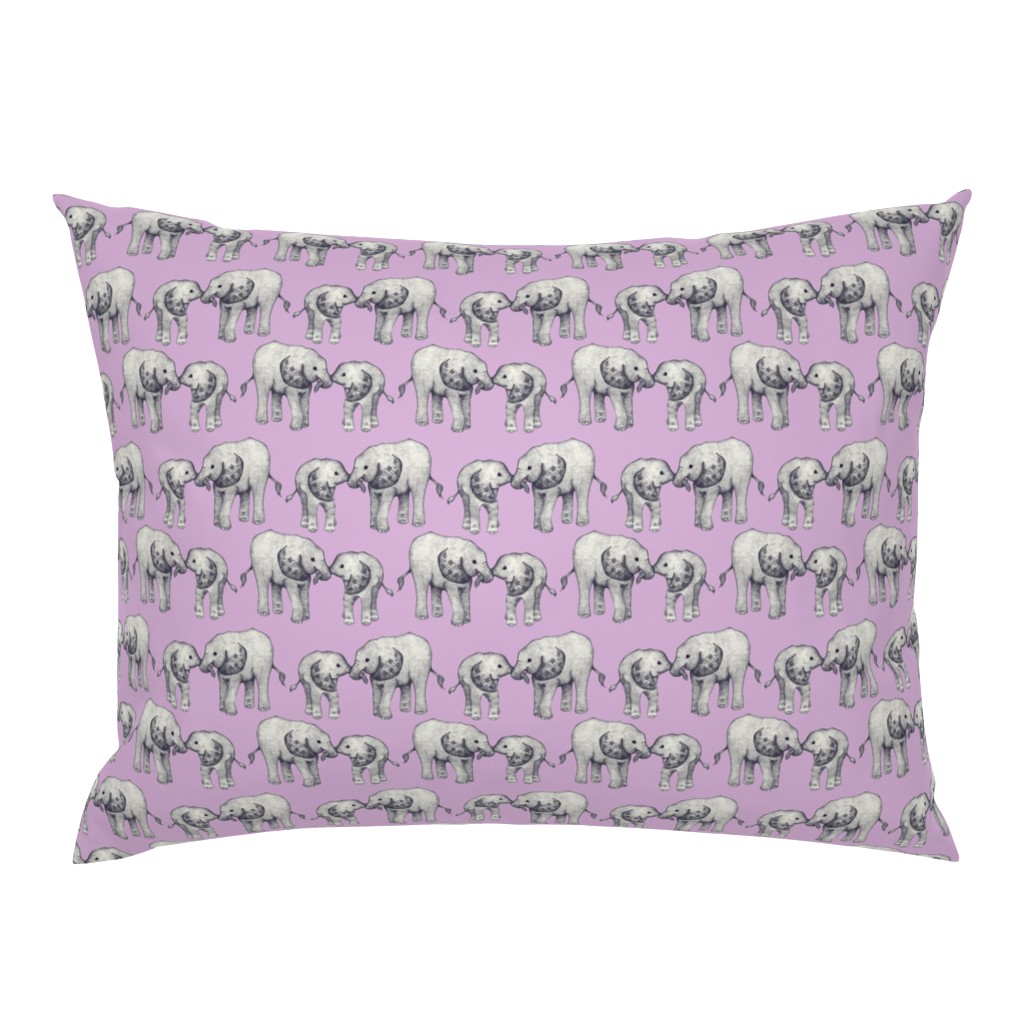 Baby Elephant Love - on lavender 