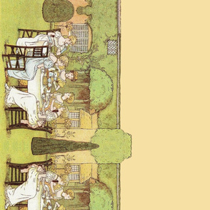 Kate Greenaway  ~ Ladies At Tea In The Garden ~ Border Print