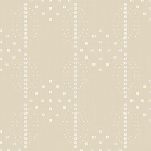 Block Print Diamonds and Circles in Neutral Tan and White