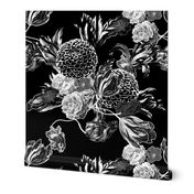 mid century modern floral ~ black and white