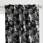 mid century modern floral ~ black and white