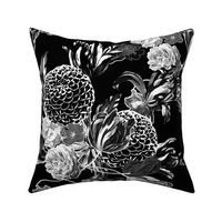 mid century modern floral ~ black and white