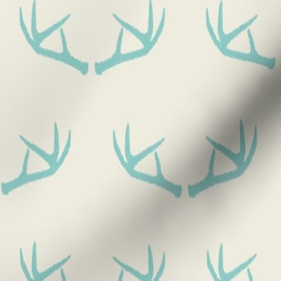 Antlers-Cream & Turquoise Sky