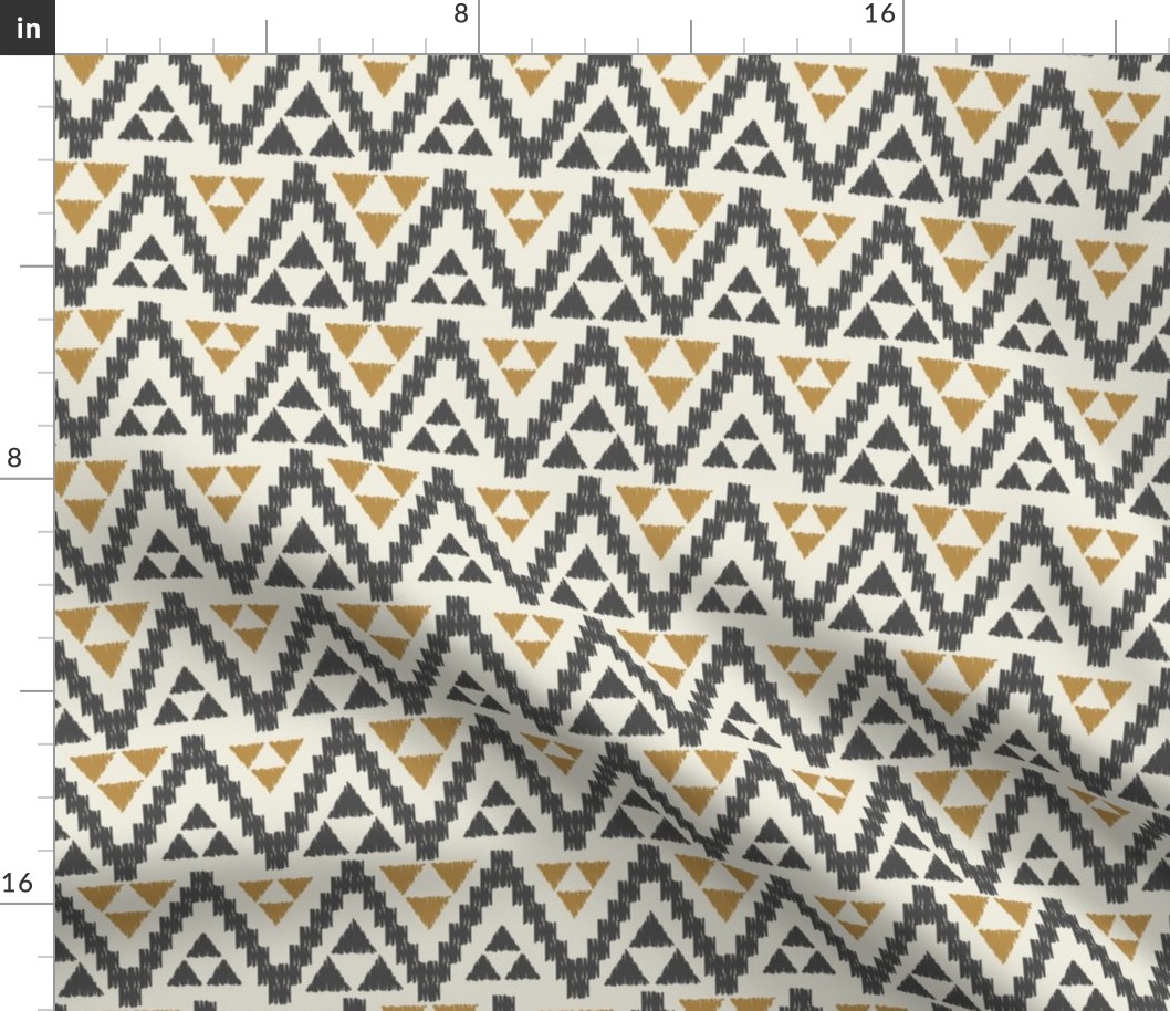 Geo Tribal- Dark Gray, Mustard, & Cream