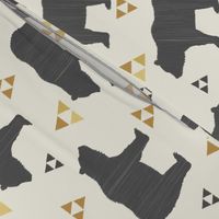 Bears & Triangles-Dark Gray, Mustard, & Cream