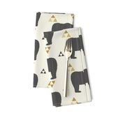 Bears & Triangles-Dark Gray, Mustard, & Cream