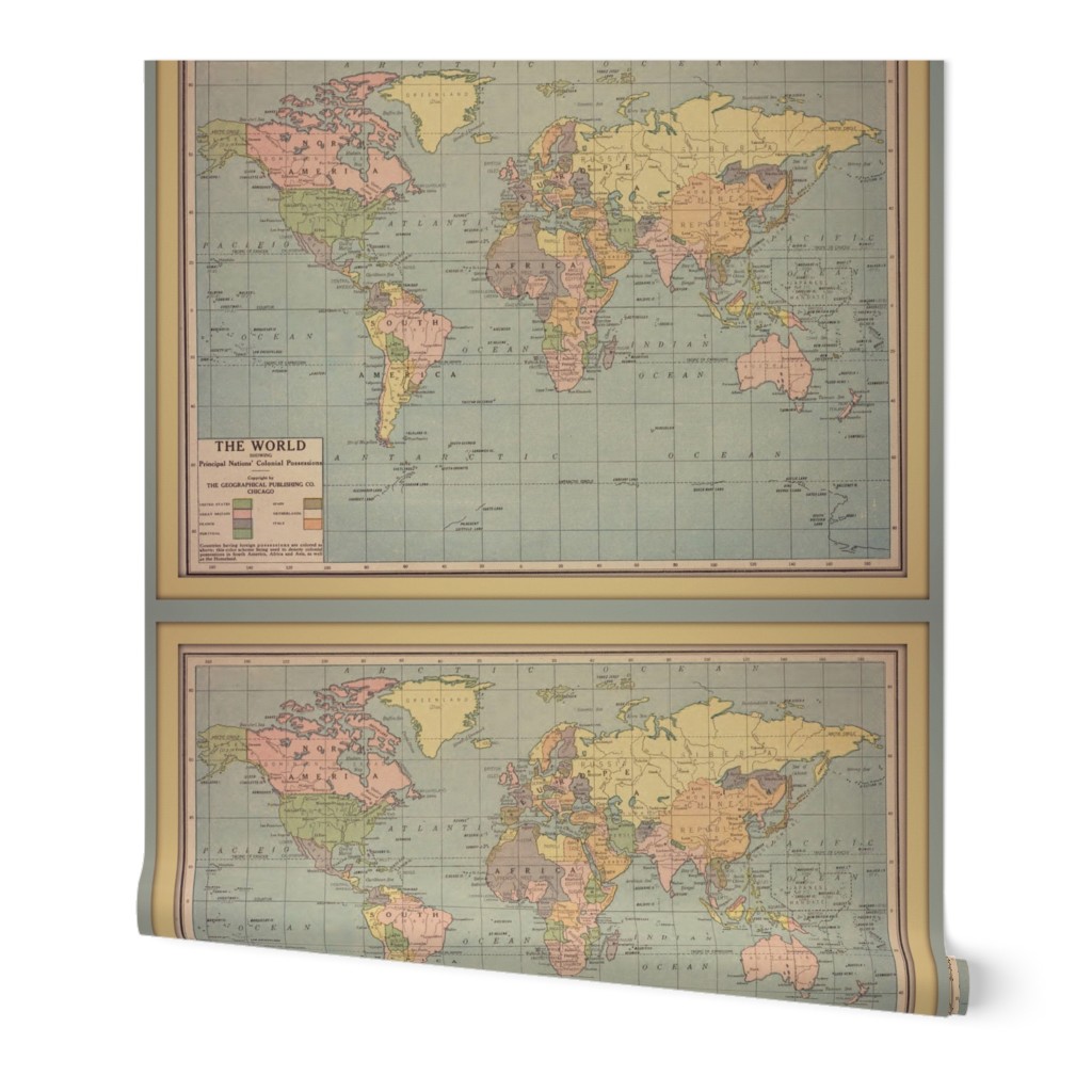 World vintage map, large (yard)