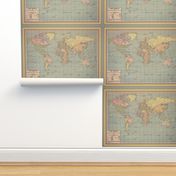 World vintage map, large (yard)