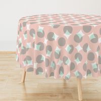 enormous halftone dots in pale coral and grey