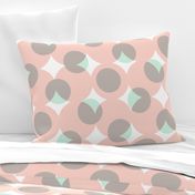 enormous halftone dots in pale coral and grey