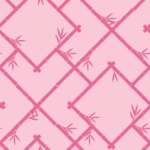 Bamboo Chinoiserie Lattice in Light Pink + Bubblegum Pink