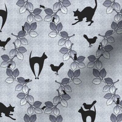 Cat Autumn Damask Charcoal