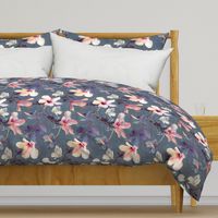 Butterflies and Hibiscus Flowers - a painted pattern - large print