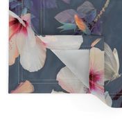 Butterflies and Hibiscus Flowers - a painted pattern - large print