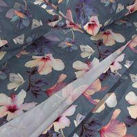 Butterflies and Hibiscus Flowers - a painted pattern - large print