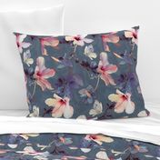 Butterflies and Hibiscus Flowers - a painted pattern - large print