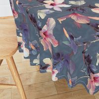 Butterflies and Hibiscus Flowers - a painted pattern - large print