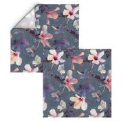 Butterflies and Hibiscus Flowers - a painted pattern - large print