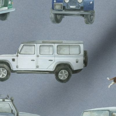 Defender classic SUV  cars and working dogs - grey/blue 