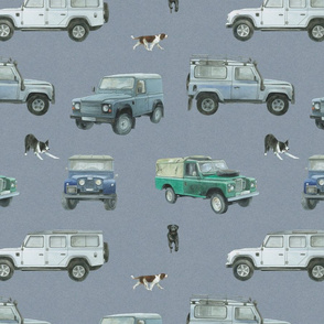 Defender classic SUV  cars and working dogs - grey/blue 