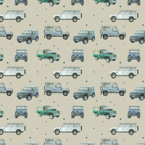 Classic British SUV car and dots -  beige 