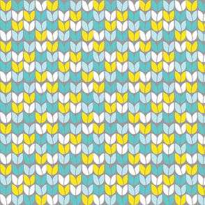 Tulip Knit (Aqua Yellow on Gray BG)