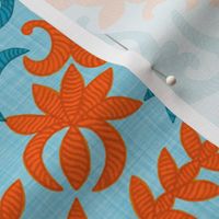 The Coral Sea ~ Seahorse Damask ~ Caledonian Blue Linen Luxe