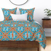 The Coral Sea ~ Seahorse Damask ~ Caledonian Blue Linen Luxe