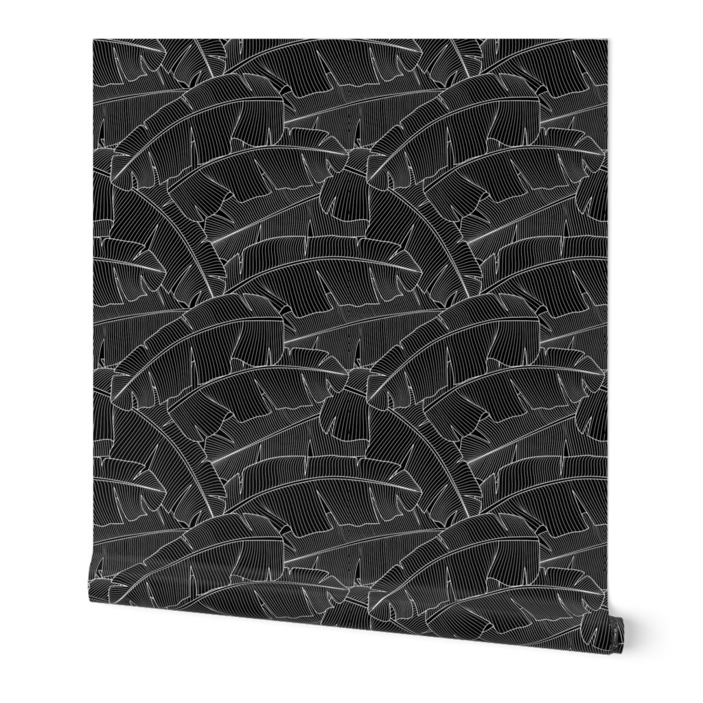 Banana Palm leaves: Bg Black - 200%size