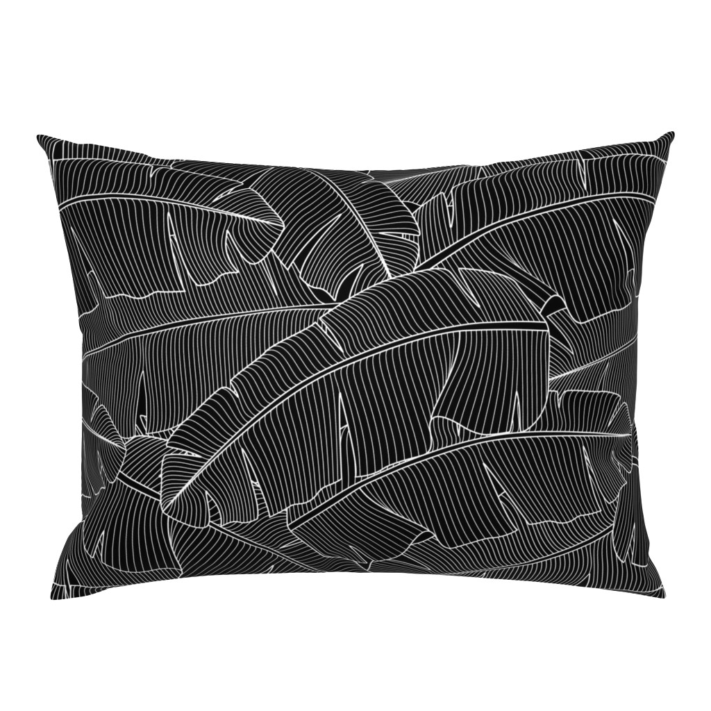 Banana Palm leaves: Bg Black - 200%size