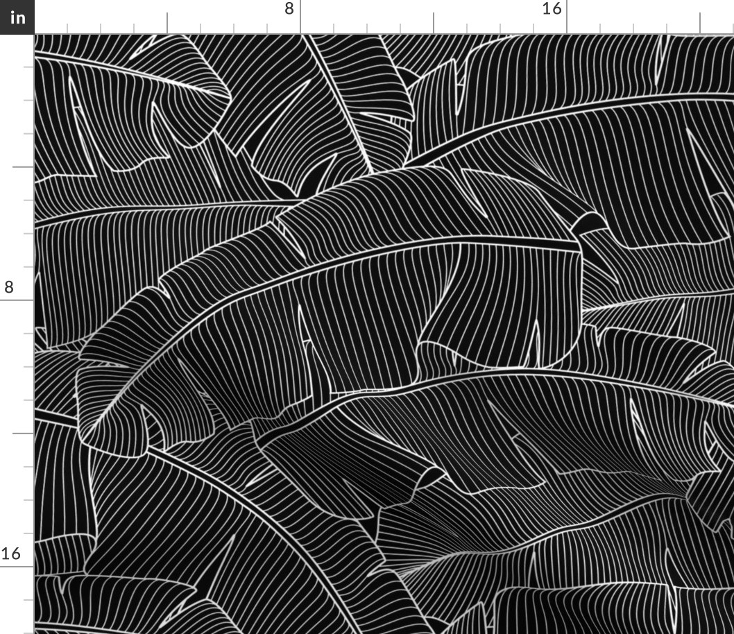 Banana Palm leaves: Bg Black - 200%size