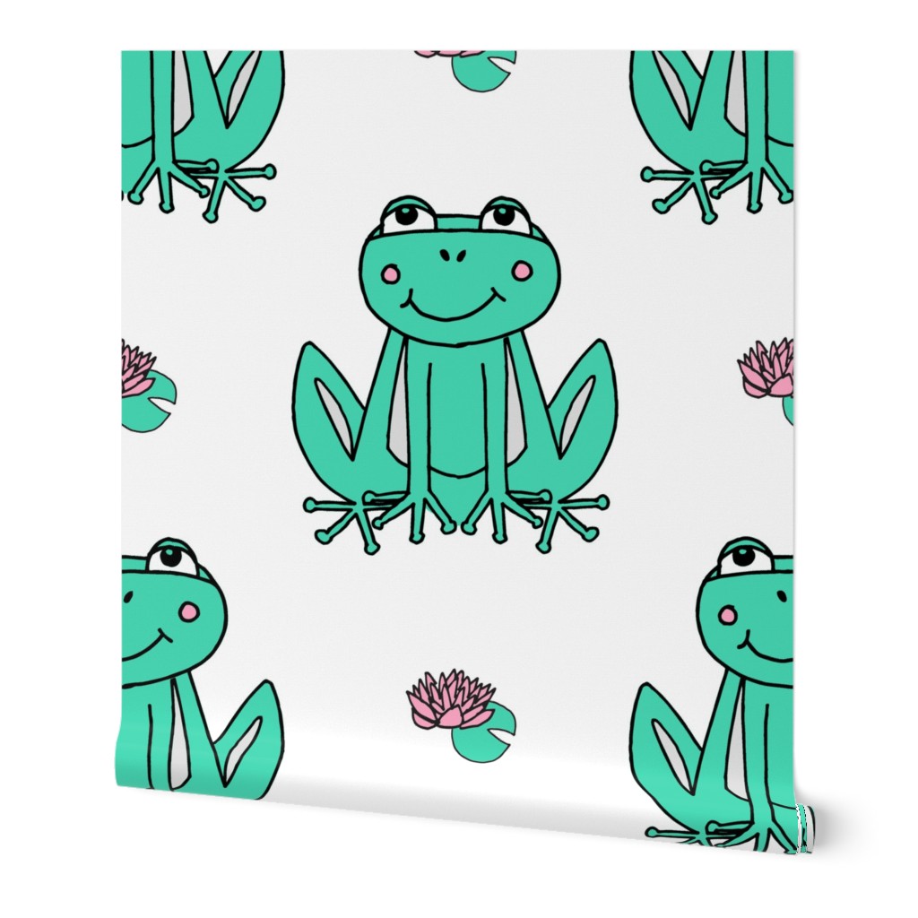 Happy Frogs - Light Jade/White by Andrea Lauren