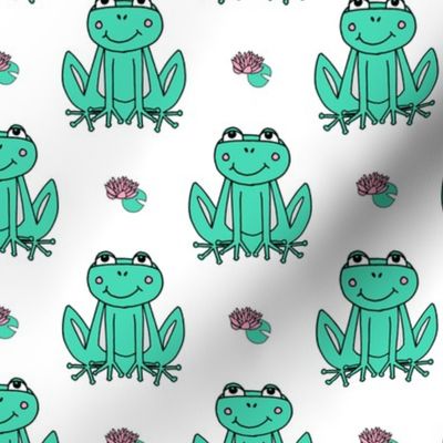 Happy Frogs - Light Jade/White by Andrea Lauren