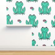 Happy Frogs - Light Jade/White by Andrea Lauren