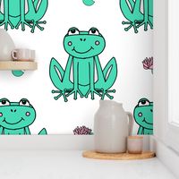 Happy Frogs - Light Jade/White by Andrea Lauren