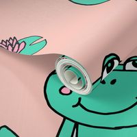 Happy Frogs - Light Jade/Pale Pink by Andrea Lauren