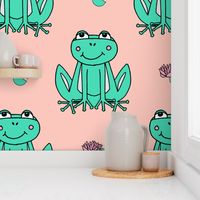 Happy Frogs - Light Jade/Pale Pink by Andrea Lauren