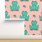 Happy Frogs - Light Jade/Pale Pink by Andrea Lauren