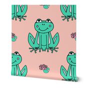 Happy Frogs - Light Jade/Pale Pink by Andrea Lauren