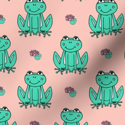 Happy Frogs - Light Jade/Pale Pink by Andrea Lauren