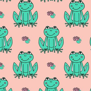 Happy Frogs - Light Jade/Pale Pink by Andrea Lauren