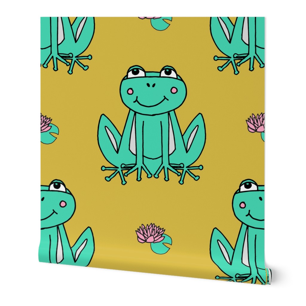 Happy Frogs - Light Jade/Mustard by Andrea Lauren