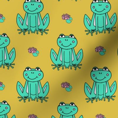 Happy Frogs - Light Jade/Mustard by Andrea Lauren