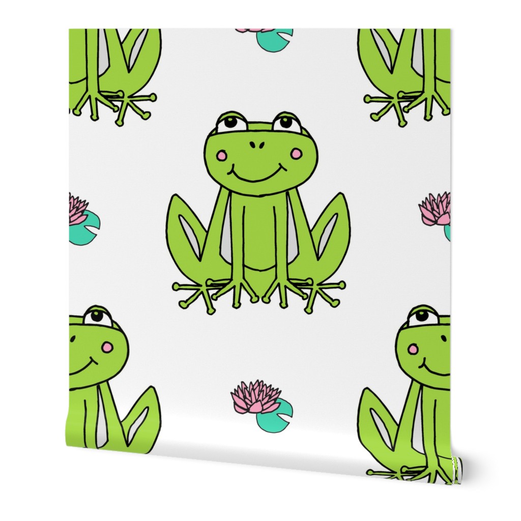 Happy Frogs - Lime Green/White by Andrea Lauren