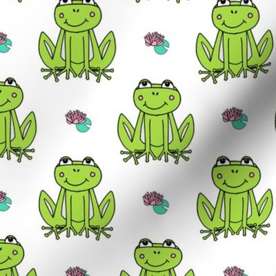 Happy Frogs - Lime Green/White by Andrea Lauren