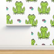 Happy Frogs - Lime Green/White by Andrea Lauren