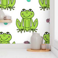 Happy Frogs - Lime Green/White by Andrea Lauren