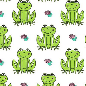 Happy Frogs - Lime Green/White by Andrea Lauren